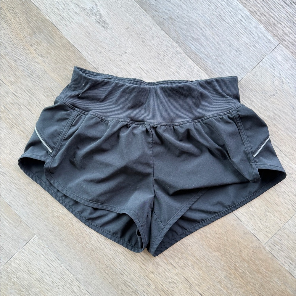 Zella Black High-Waist Athletic Shorts with Reflective Trim